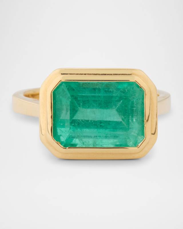 Limited Edition 18K Yellow Gold Emerald East West Ring